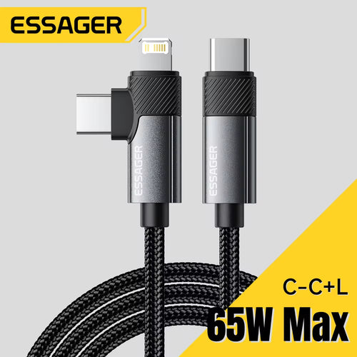 2 in 1 USB Type C Cable 65W PD Fast Charging Wire Type C to Lightning Cable for Iphone 15 14 Pro Max Macbook Ipad Xiaomi