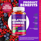 Melatonin Gummies 10 Mg - Fall Asleep Naturally, Fight Insomnia, Boost Immunity, Improve Rest Quality - 60 Gummies