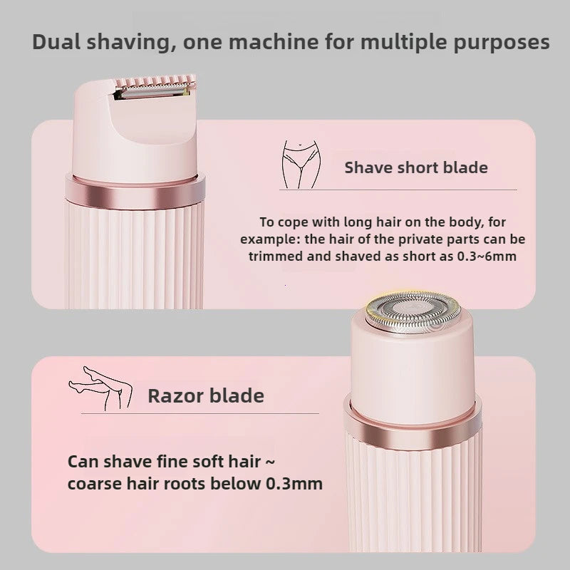 Womens Body Hair Trimmer Water Proof Skinsafe Electric Razor 2 in 1 Dual Head Bikini Hair Trimmer