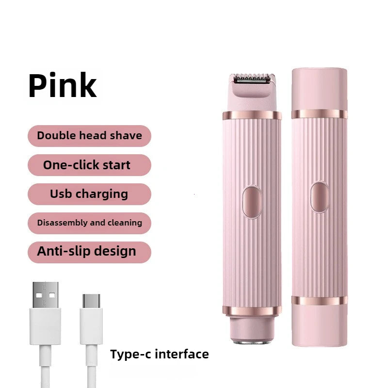 Womens Body Hair Trimmer Water Proof Skinsafe Electric Razor 2 in 1 Dual Head Bikini Hair Trimmer
