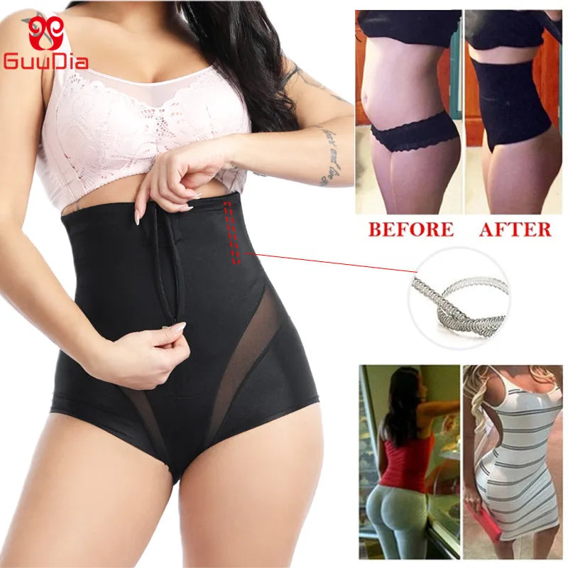 Sexy Shaperwear Women High Waist Trainer Body Shaper Tummy Slim Control Body Shape Belly Underwear Briefs Zipper Panty