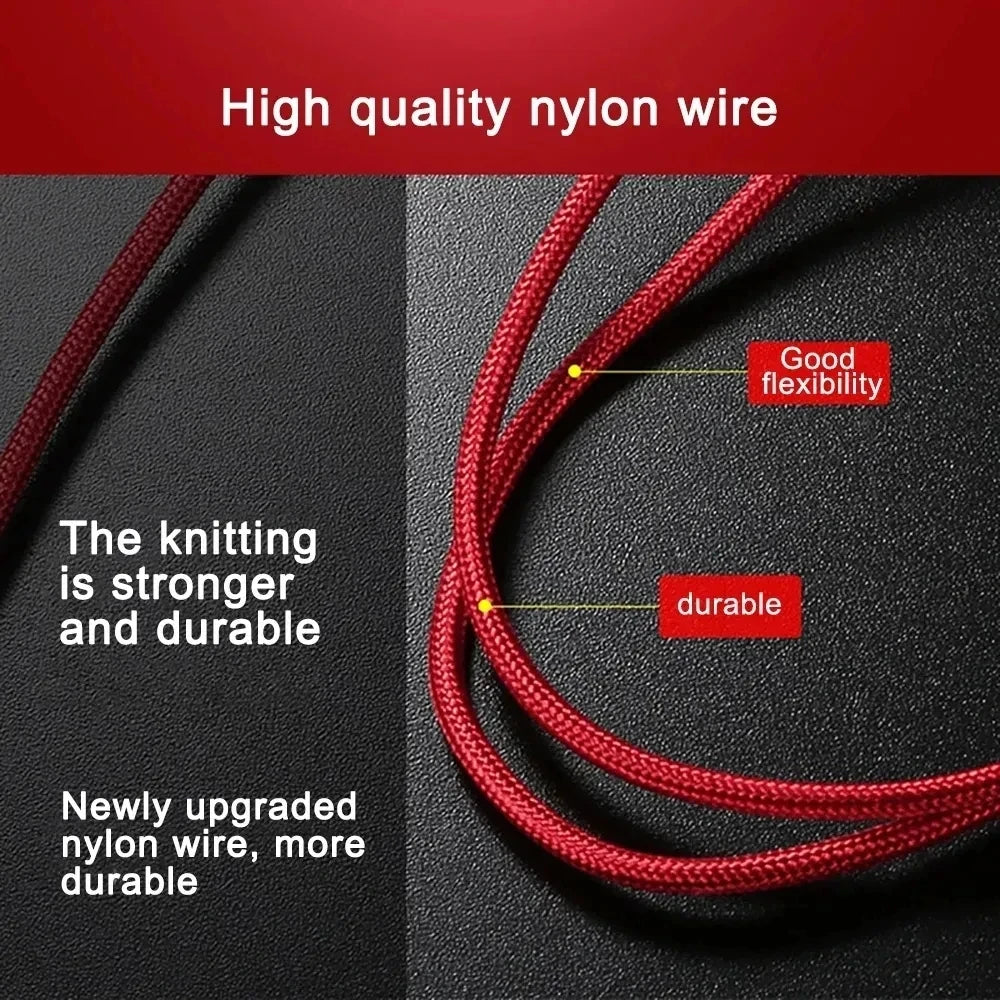 3 in 1 USB Type C Cable Phone Charge Cable Nylon Braided Universal Charging Cord 