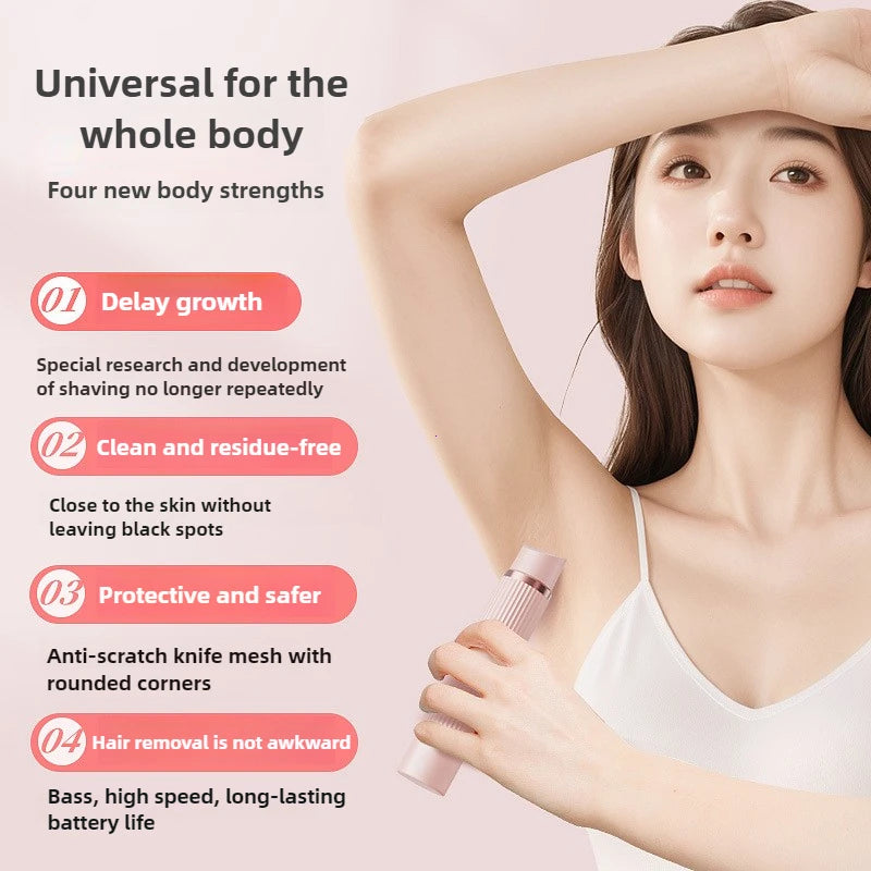 Womens Body Hair Trimmer Water Proof Skinsafe Electric Razor 2 in 1 Dual Head Bikini Hair Trimmer