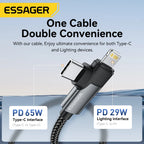 2 in 1 USB Type C Cable 65W PD Fast Charging Wire Type C to Lightning Cable for Iphone 15 14 Pro Max Macbook Ipad Xiaomi