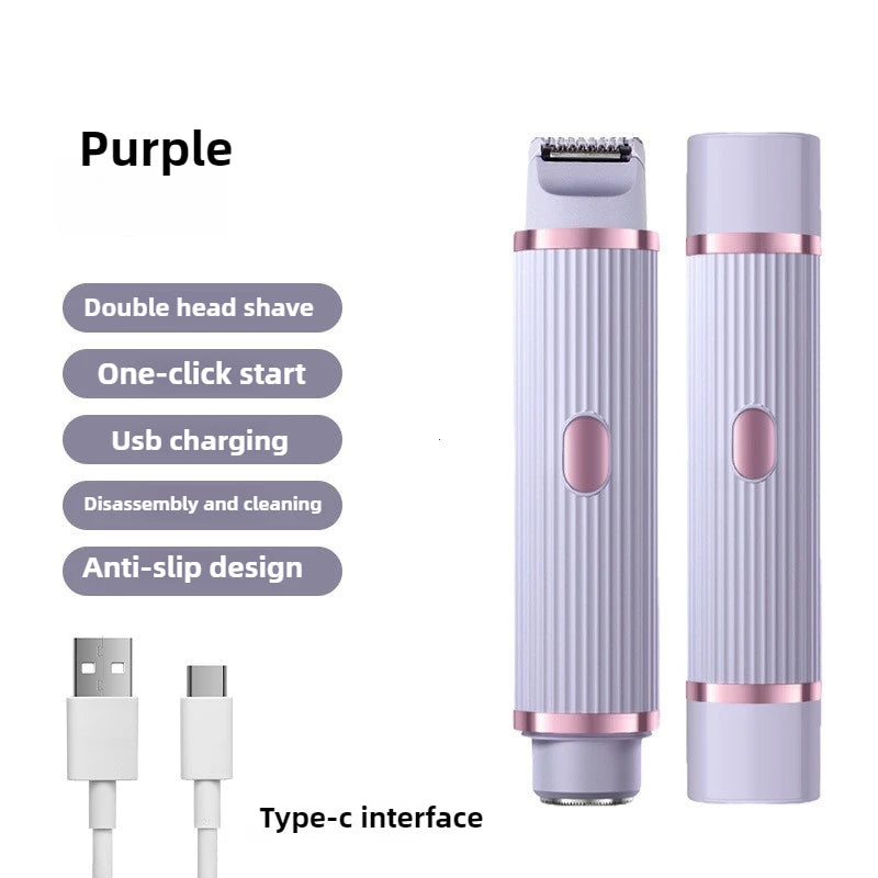 Womens Body Hair Trimmer Water Proof Skinsafe Electric Razor 2 in 1 Dual Head Bikini Hair Trimmer