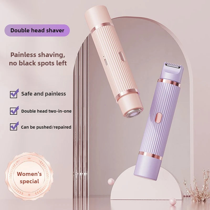 Womens Body Hair Trimmer Water Proof Skinsafe Electric Razor 2 in 1 Dual Head Bikini Hair Trimmer