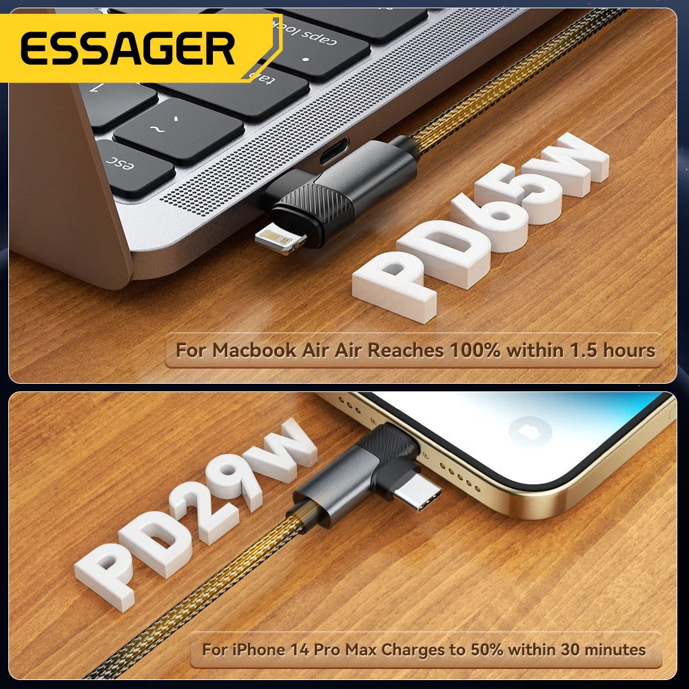 2 in 1 USB Type C Cable 65W PD Fast Charging Wire Type C to Lightning Cable for Iphone 15 14 Pro Max Macbook Ipad Xiaomi