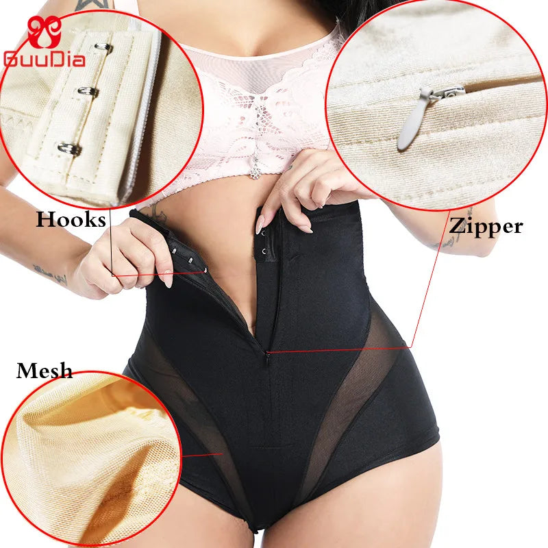 Sexy Shaperwear Women High Waist Trainer Body Shaper Tummy Slim Control Body Shape Belly Underwear Briefs Zipper Panty