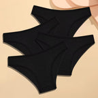 4Pcs Cotton Striped Underwear Women'S Panties Sexy Breathable Solid Briefs Female Low Waist Comfortable Stretch Lingerie