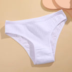 4Pcs Cotton Striped Underwear Women'S Panties Sexy Breathable Solid Briefs Female Low Waist Comfortable Stretch Lingerie